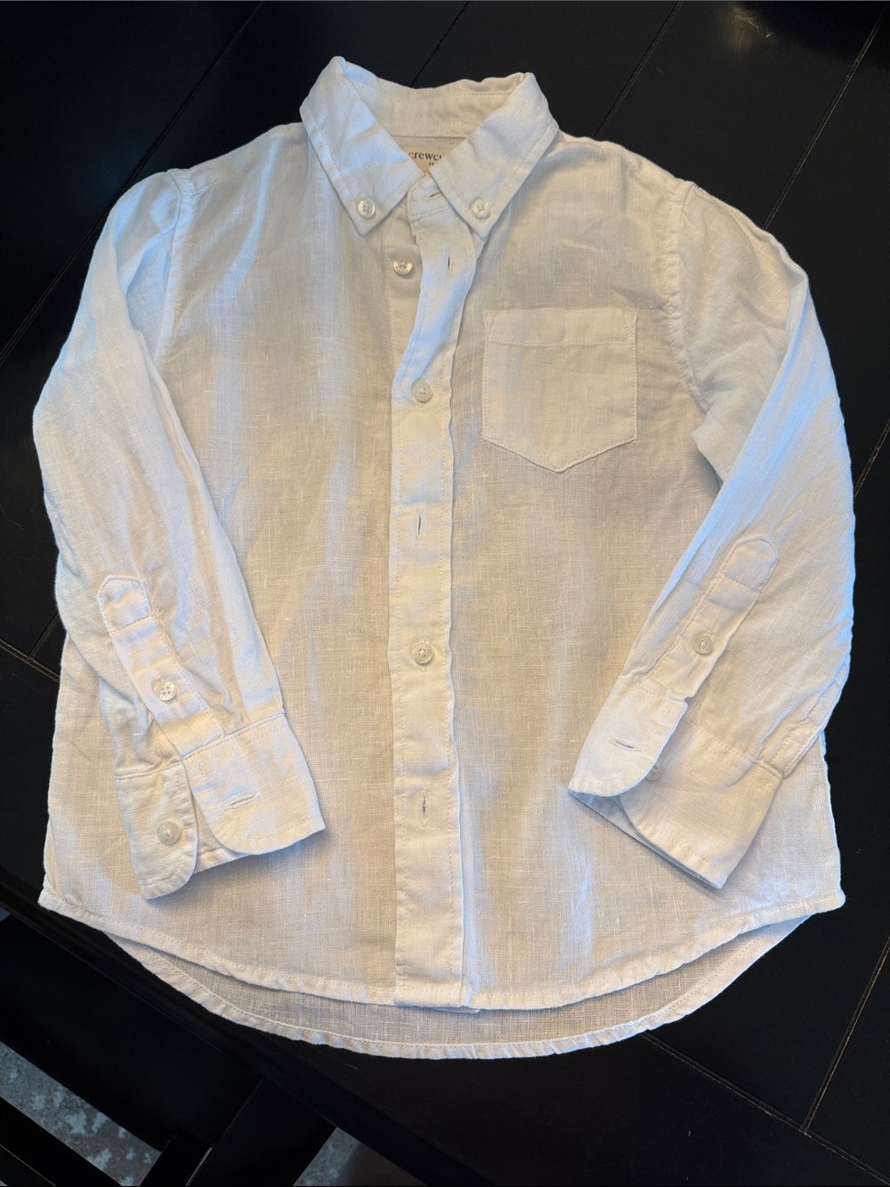 Crewcuts White Linen-Blend Shirt